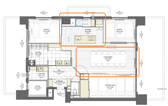 キッチンとダイニング